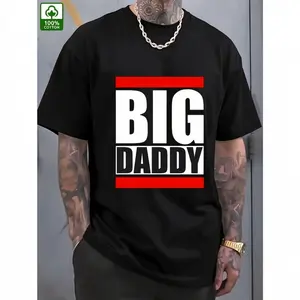 Men's BIG DADDY Pattern Print Oversized T-Shirt, Plus Size Street Style Loose Fit Soft Breathable Cotton Top, Funny Machine Washable Casual Wear, Ideal for Father's Day, Birthdays, Weddings Gifts for Dad, Plus Size Tall Men Holiday Fashion Shirt