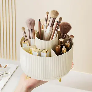 Makeup Brush Holder Organizer, 360° Rotating Makeup Brush Organizer, 5 Slot Make up Brushes Cup for Cosmetics, Nail Polish, Art Supply, Bathroom Vanity Desktop Organizer