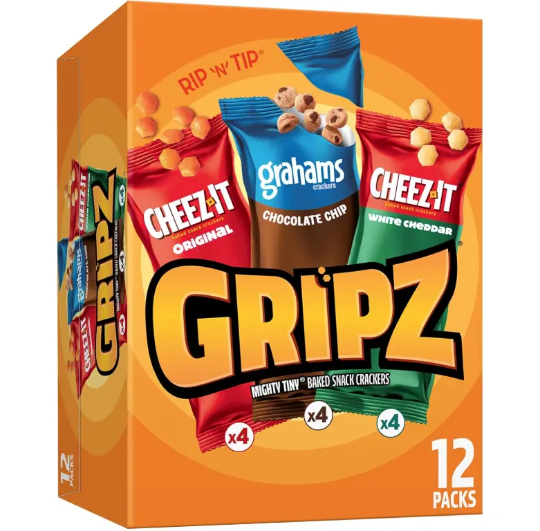 Gripz Mini Baked Snack Crackers, Sweet and Salty Snacks, Variety Pack, 11oz Box (12 Pouches)