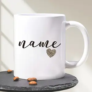 2026  A Customizable Mug with a Personalized Name, Featuring a Heart Design And a Minimalist Aesthetic.This White Cup Is Reusable, And Perfect As a Gift for Family, a Girlfriend, Or for Use in The Office And at Home
