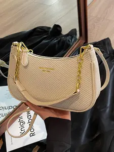 Women's Solid Color Shoulder Bag, Fashionable Simple Versatile Crossbody Bag with Adjustable Strap, Casual Trendy Versatile High-quality Daily Commuting Bag, Crossbody Shoulder Bags