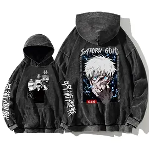 Winter Streetwear Clothing Jujutsu Kaisen Satoru Gojo Sweatshirts Anime Men's High Quality Washed Cotton Hoodie