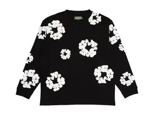 Denim Tears Long Sleeve Cotton Wreath T-shirt Black
