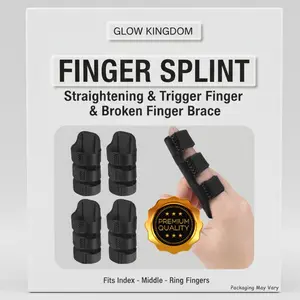 4 PC Trigger Finger Splint Cast Black – Finger Straightening Splint for Arthritis, Mallet Finger, Sprain, Injury & Pain Relief – Adjustable Aluminum Finger Support Brace for Men & Women