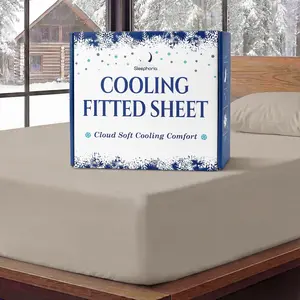 SLEEPHORIA Cooling Fitted Sheet - 1 PC BreezeWeave Cooling Sheets for Hot Sleepers & Cool Rest w/ 16 in Deep Pocket - Corner Straps, Cloud Soft, Ultra Durable