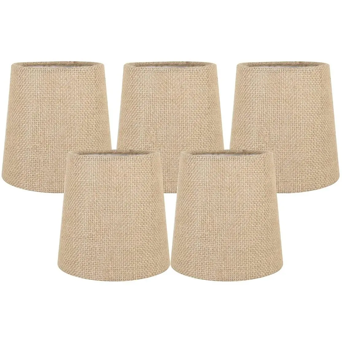 Meriville Burlap Clip On Chandelier Lamp Shades, 4-inch by 5-inch by 5-inch