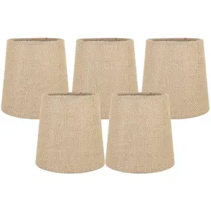 Meriville Burlap Clip On Chandelier Lamp Shades, 4-inch by 5-inch by 5-inch
