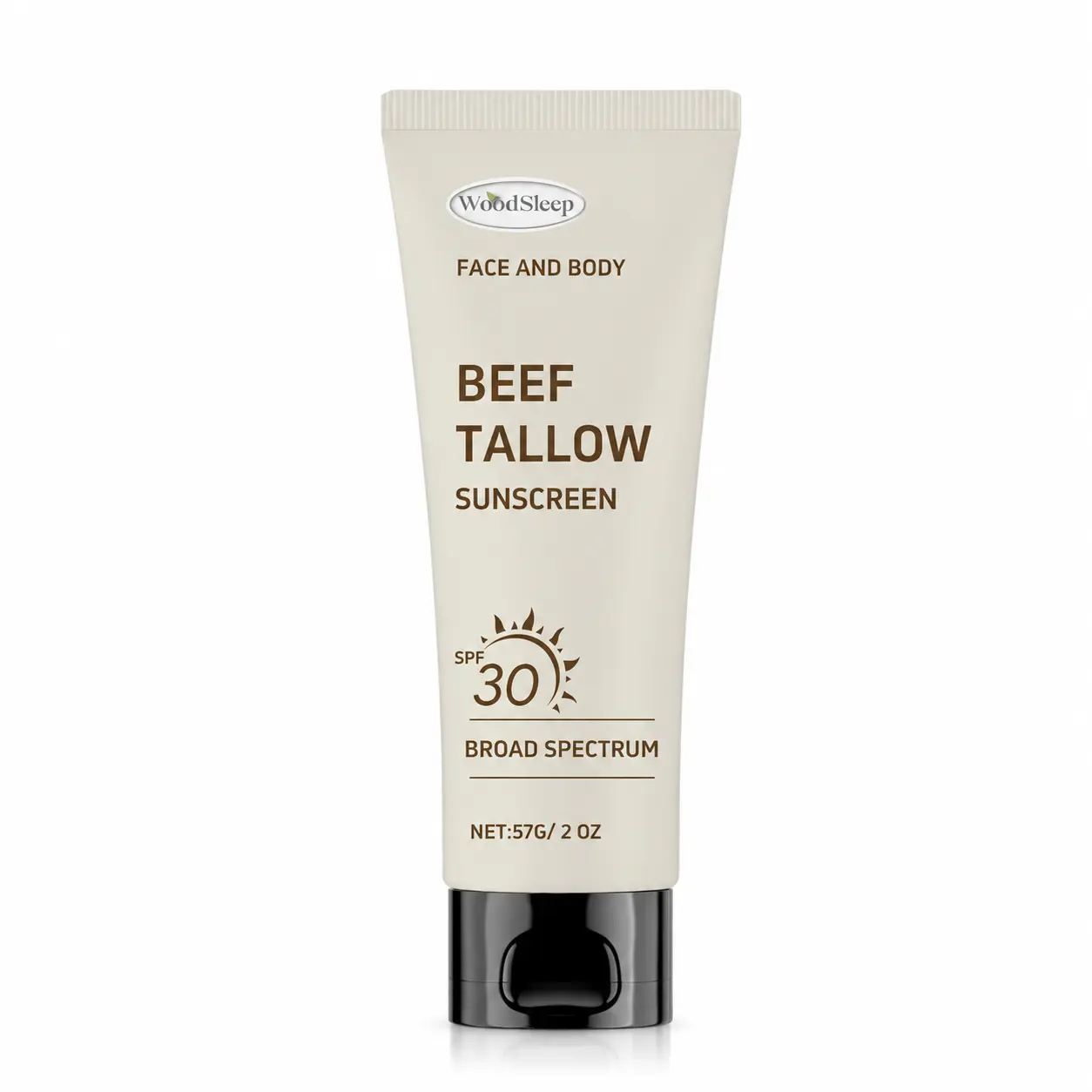 WoodSleep Natural Mineral Sunscreen SPF 30 3 oz: Natural Tallow & Zinc Oxide, Reef Safe, Water Resistant, Fragrance-Free, Non-Greasy Formula for Face and Body