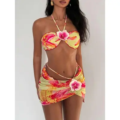 Yellow Floral Bikini TikTok Shop