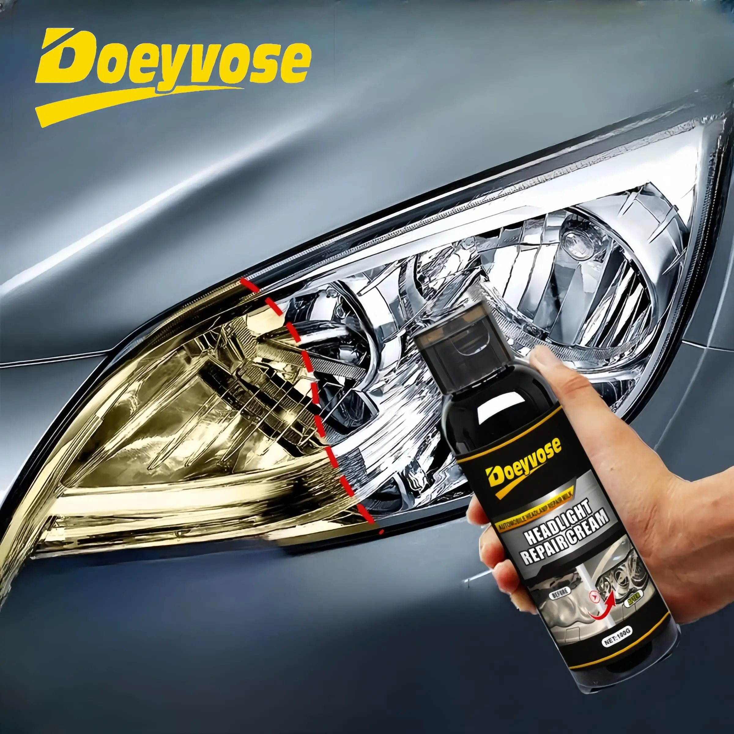 DOEYVOSE Headlight Repairing Agent, Car Headlight Repairing Fluid, Professional Car Headlight Repairing Tool, Car Light Polishing Agent