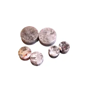 Boho Chic Natural Crystal Laguna Crazy Lace Agate Quartz Gauged Earrings - Polished Finish, Druzy Double Flares, Multi-Size Options, Boho Chic Crystal