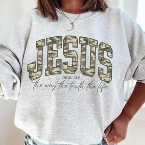 Camo Jesus The Way The Truth The Life Sweatshirt T-Shirt, Bible Verse Shirt, Faith Apparel, Jesus Lover Gift, Unisex Casual Crew Neck For Christian
