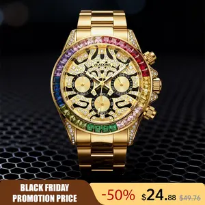 Men's Business Rhinestone Decor Analog Quartz Watch Function Luminous calendar timing Fashionable Watch Daily Decor Jewelry Birthday Gift For Him Party Daily Accessory