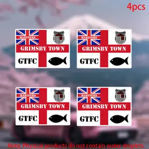 4pcs-GRIMSBY TOWN FC Sticker-car stickers for doors, windows, laptops, luggage, furniture and bumpers-durable adhesive vinyl material