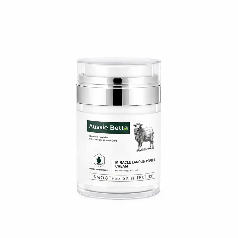 Lanolin Peptide Nourishing Face Moisturizer Cream - 100g Luxury Self-Care Gift, Elegant Spread, Clean Press-Pump Jar, Regular Edition, Hydrating Shea Butter Formula for Adults' All Skin Types, Anti-Aging, Firming, Radiant Skin