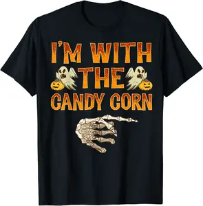 I'm With The Candy Corn Shirt Costume Funny Halloween Couple T-Shirt - 91B07YD2DXD3