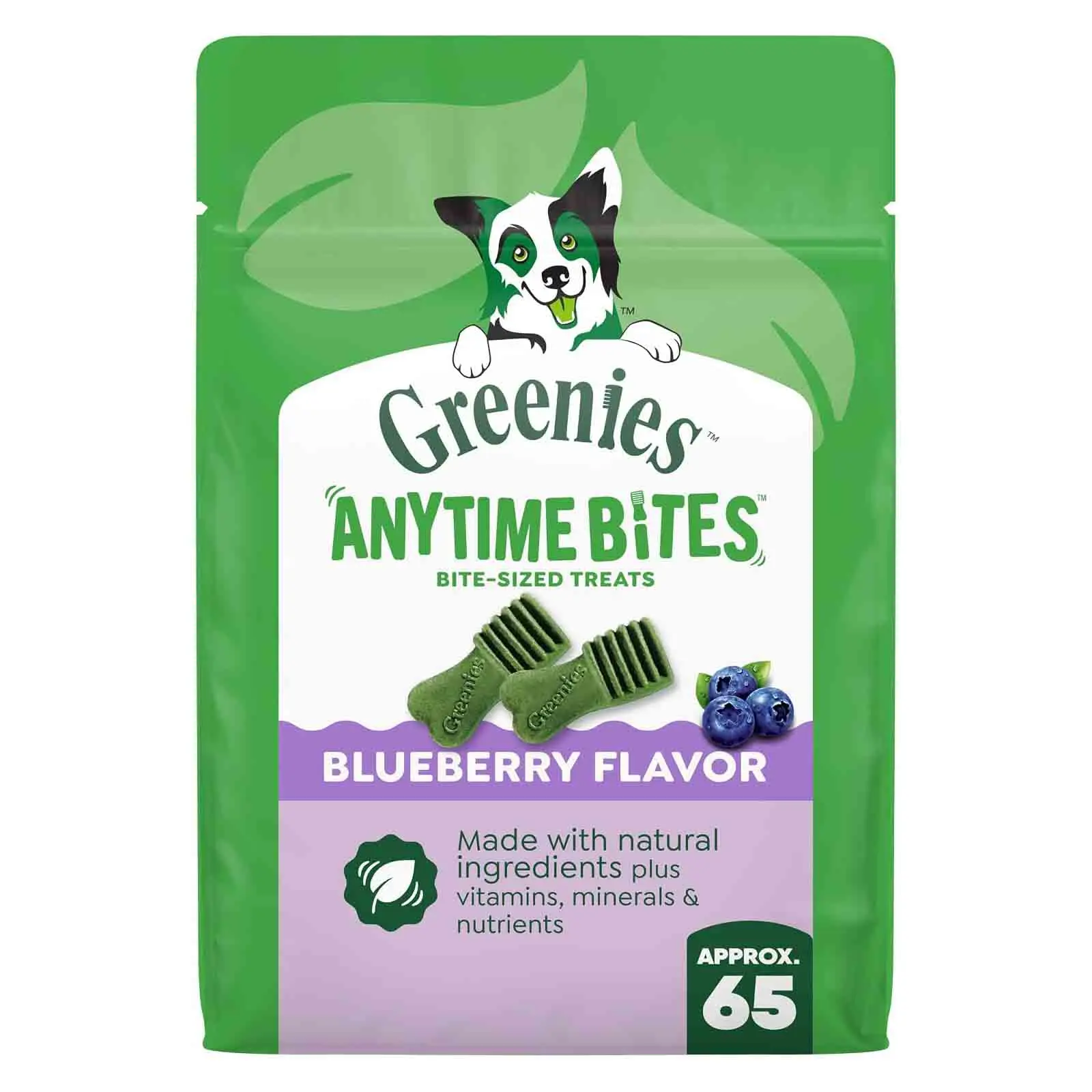 Greenies Anytime Bites Dog Treats, Blueberry Flavor, 10.3 oz Only 13 calories per treat, easy to digest, natural ingredients plus vitamins & minerals, designed for frequent treating