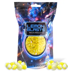 Sweetzo Freeze Dried Sour Lemon Blasts Candy, Crunchy Candies, Share Sized, Resealable Bag, 3 Ounces