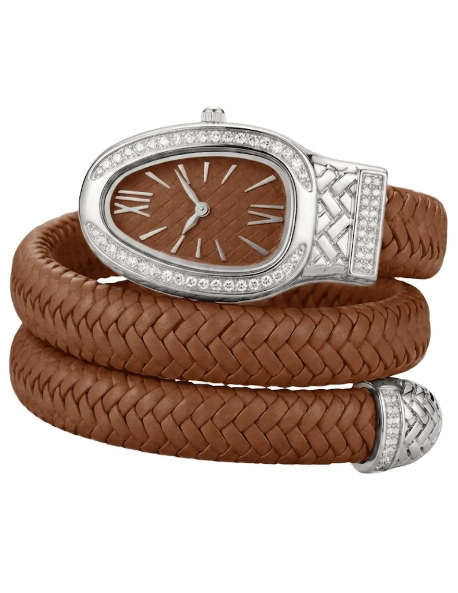 PRE-ORDER-St. Barths La Robe Lucille Serpent Wrap Watch in Brown & Silver