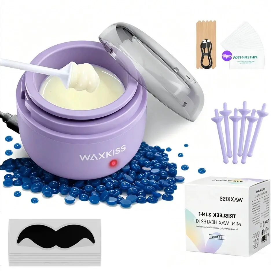 Mini Digital Waxing Kit Men Women Nose Ear Brow Wax + Beans Sticks Hair Removal