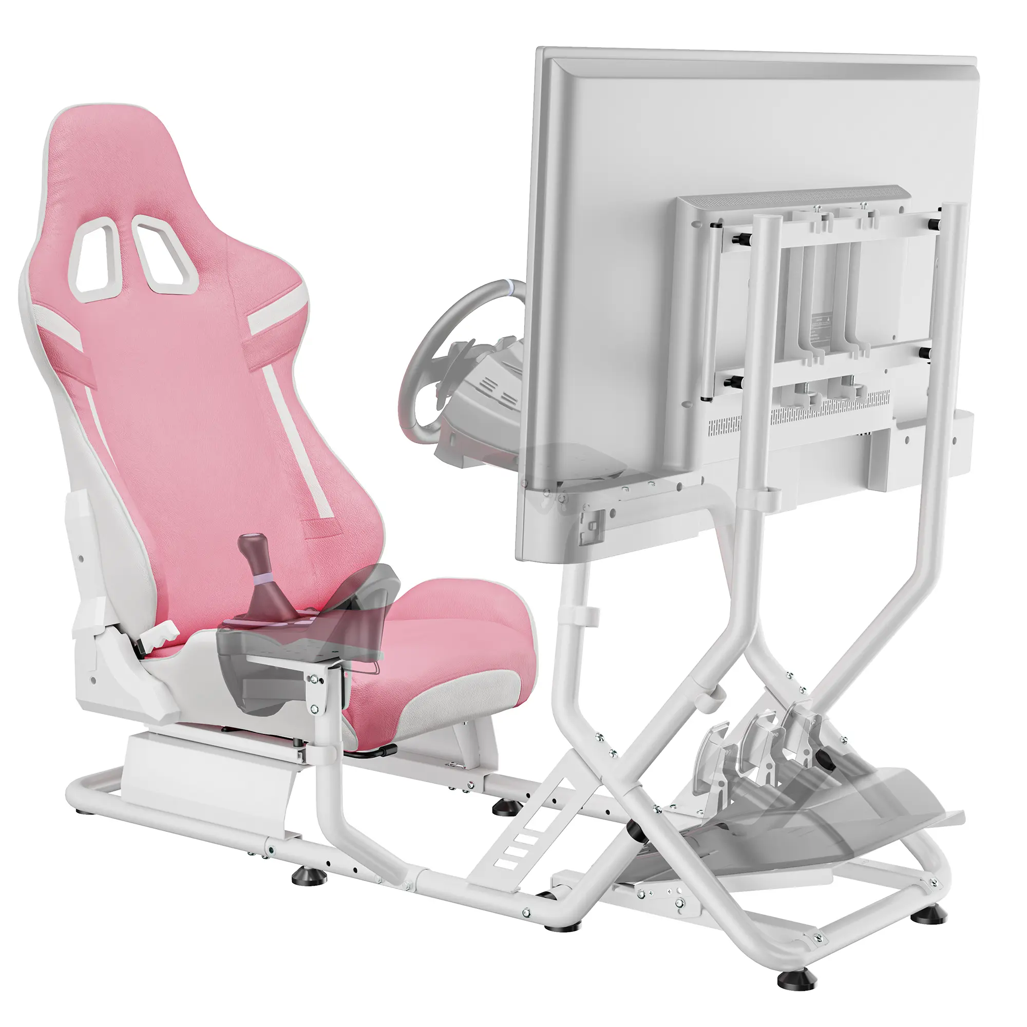 ARES WING Ergonomic Computer Gaming Chair Bundle with Sim Racing Cockpit, Monitor Mount and Seat - Compatible with Fanatec, Logitech, Thrustmaster, Moza for PS5, Xbox, PC, Ergonomic Gaming Chair
