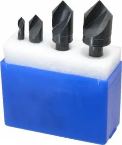 M.A. Ford High Speed Steel Single End Countersink Set, 4-Piece, 1/4 to 1" Head Diam, 82° Angle, 1 Flute, Model 64100002