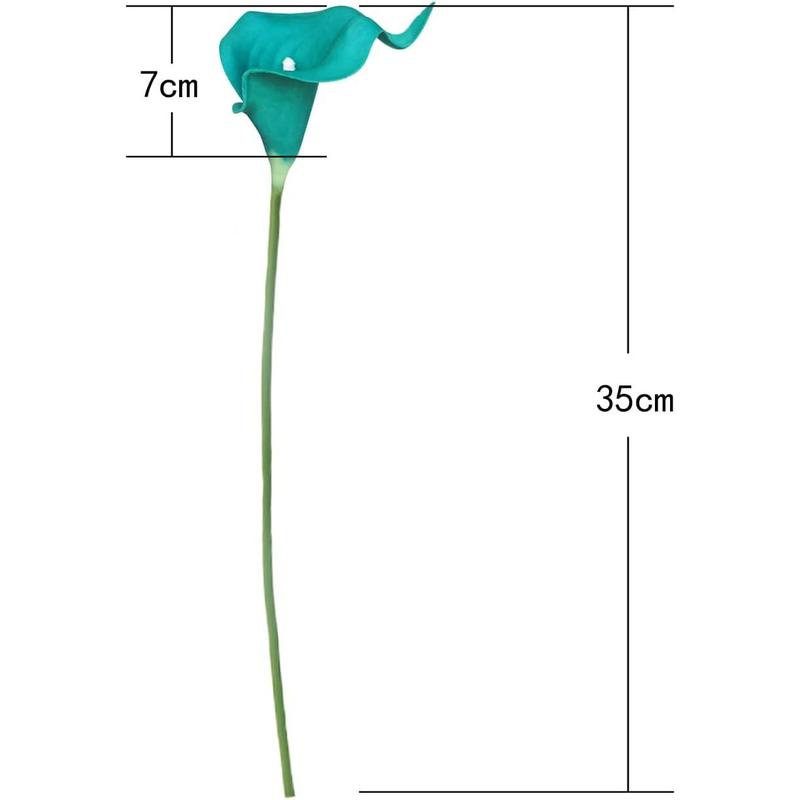 Artificial Calla Lily Teal Flowers for Wedding Bouquet Klein Blue Flower 12Pcs Home Decoration Faux Calla Lilies Flower, Teal Blue