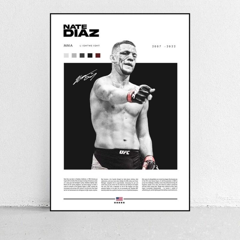 MMA Fighter Poster Set: Sean O'Malley, Nate Diaz, Ilia Topuria, Alex Pereira, Israel Adesanya, Max Holloway