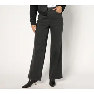 Isaac Mizrahi Live! Regular True Denim Black Pull On Pattern Trouser