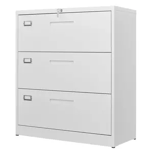 Letaya 3 Drawer File Cabinets with Lock,Metal Lateral Filing Cabinets for Home Office Organization Hanging Storage Letter/Legal/F4/A4(Assembly required)