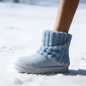 womens snow boots wide ankle suede faux plush lined platform warm and comfortable indoor outdoor ankle boots