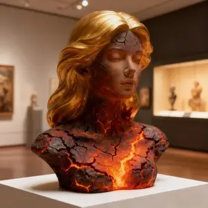 🔥 Blazing Maiden Shattered Soul Sculpture | Decorative Sculptures Lava Glowing Art Ornament Dark Aesthetic Decor Living Room Decoration Desktop Ambient Decor Perfect Valentine's Day Gift