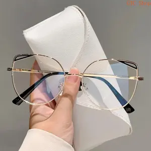 Women Cat Eye Hollow Metal Frame Glasses, Viral Minimal Fashion Stylish Eyewear, Premium Blue Light Blocking Flat Non-Prescription Lens, Lightweight Elegant Slim Frame Structure, Comfortable Computer Screen Protective Goggles, Daily Office Working Casual