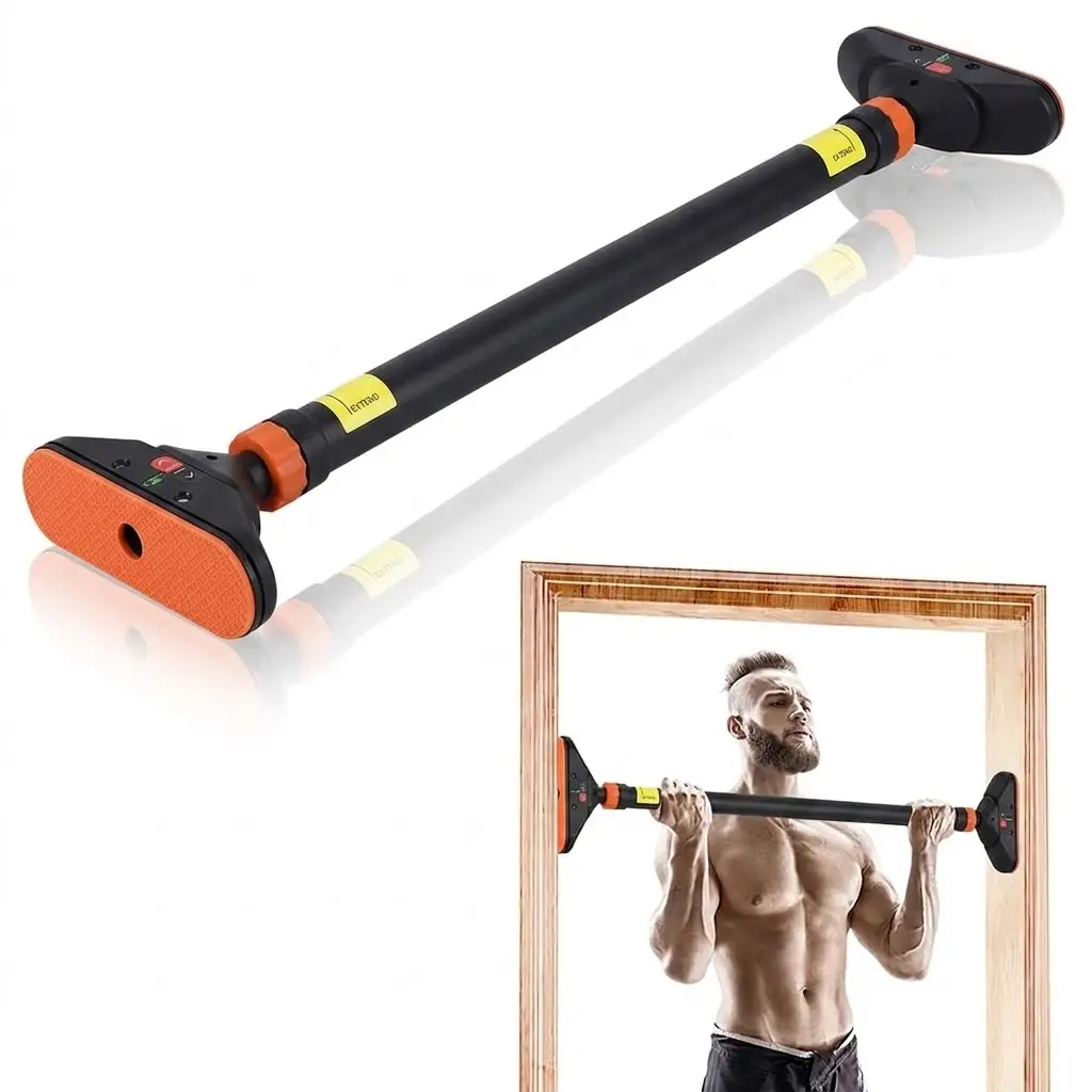 Gaomon Adjustable Length Pull Up Bar for Doorframe Fitting - No Screws, 440 LBS Max Load, Level Meter, Anti-Slip Pads for Home Gym Full Upper Body Strength Training, High-Grade Steel