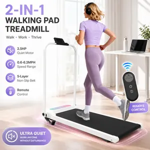 Foldable Treadmill with Incline and Handle Bar 2 in 1 Under Desk Walking Pad for Home Office Slim Portable Running Machine Space Saving Quiet Mini Exercise Equipment with Remote Control and Vibration Pad for Small Spaces