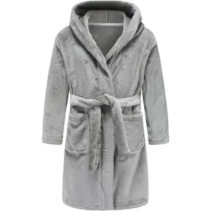 P-GCS011   Boys Fleece Robe Girls Hooded Bathrobe Toddlers Soft Fuzzy Robe for Kids