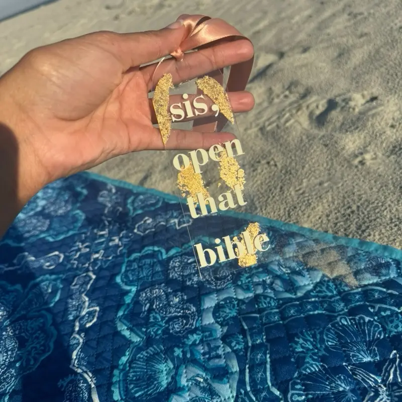 Sis, Open your Bible Christian Bookmark with Ribbon Tassel, Sis, Read your Bible, Journaling, Gold Leaf, Handmade, God Influenced Design