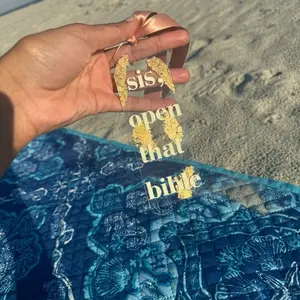 Sis, Open your Bible Christian Bookmark with Ribbon Tassel, Sis, Read your Bible, Journaling, Gold Leaf, Handmade, God Influenced Design