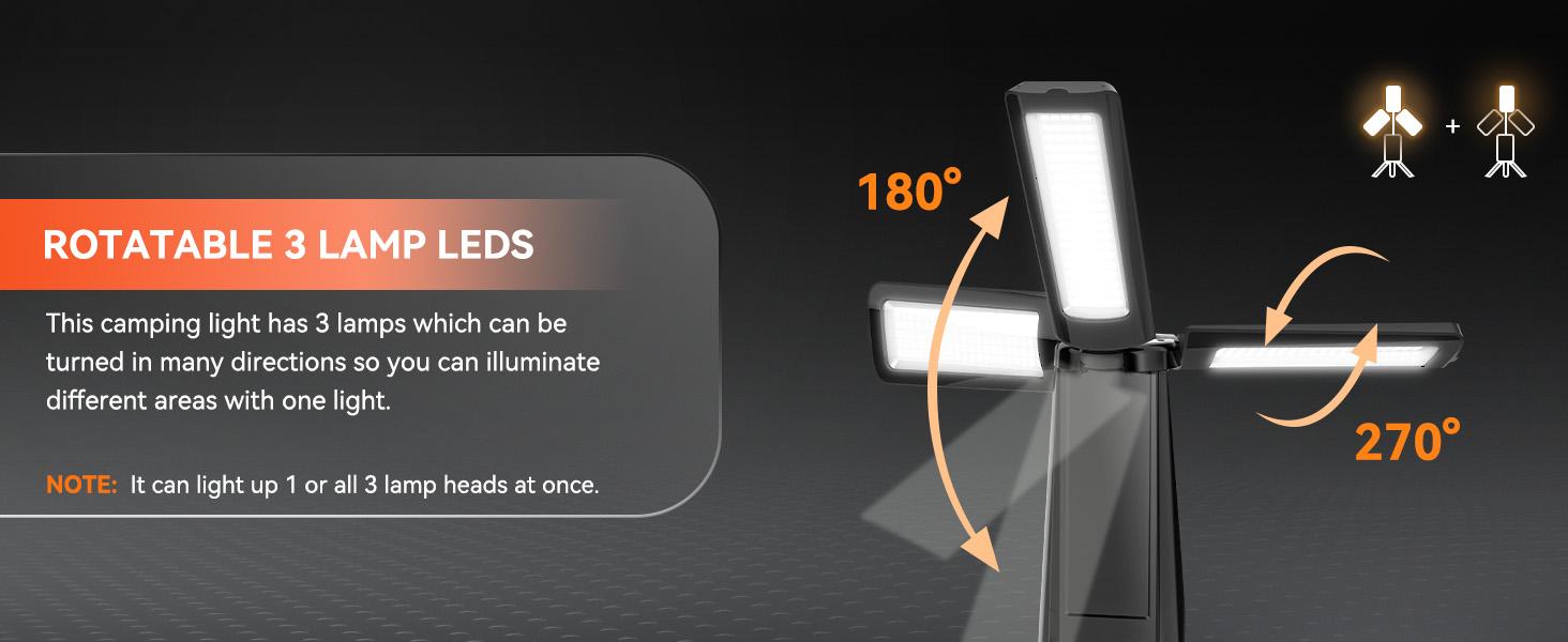 DEEPN 15000 mAh Rechargeable Camping Light with Stand, Cordless Work Light with 3 LED Lamp Heads, 5500 Lumens Dimmable Camping Essentials Gear Emergency Flashlight with 86" Detachable Tripod DEEPN 15000 mAh Rechargeable Camping Light with Stand, Cordless Work Light with 3 LED Lamp Heads, 5500 Lumens Dimmable Camping Essentials Gear Emergency Flashlight with 86" Detachable Tripod