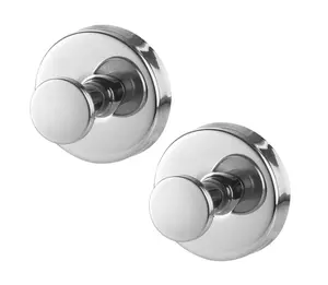 2-Pack Strong Suction Adhesive Hooks, No-Drill Removable Stainless Steel Waterproof Hooks for Bathroom Towels, Reusable Home Organizer Accessories for Hats