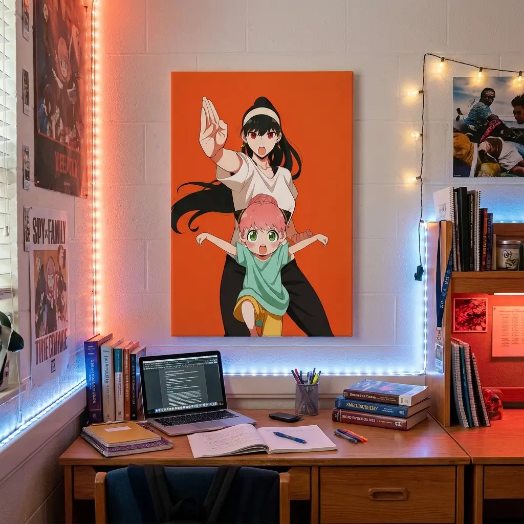 Spy x Family Anime  Wall Art SpyxFamily Poster Anya Forger Yor Forger Framed  Print Bright Orange Cute Action Manga Decor Room Aesthetic Otaku Gifts
