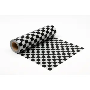 Black & White Checkered Plastic Table Roll