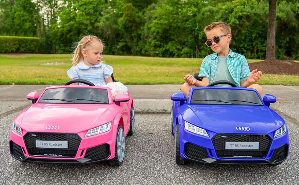 Hikiddo 12V Kids Ride on Toy Car, Licensed Audi Electric Car for Toddler with Remote Bluetooth Outdoorfun