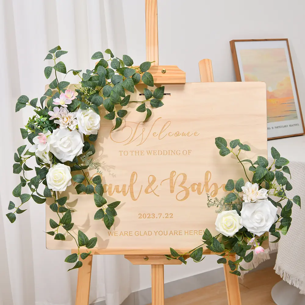 Set of 2 Artificial Wedding Arch Floral Swag, Multiple Colors Silk Rose Greenery Corner Flower Arrangement for Backdrop Shimmer Wall Wedding Party Decor