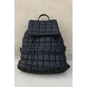 Solid Flapped Quilted Puffer Backpack
