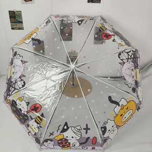 New Cat Halloween Series Folding Transparent Umbrella, Reinforced Thick Frame, Windproof Rainproof, Suitable for Daily Use
