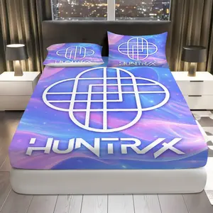 3Pcs Galaxy Pattern Logo Fitted Sheet Three Piece Set (1*Fitted Sheet+2*Pillowcases, Coreless), Space theme, Modern Design Bedding Set, Mattress protector Soft, Breathable