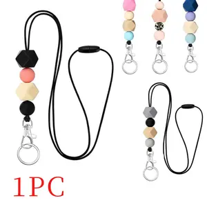Silicone Lanyard with Keychain, 1 Count Colorful Lanyard with Buckle, Identification Badges & Supplies for Office School Student Teacher, Personalized Lanyard