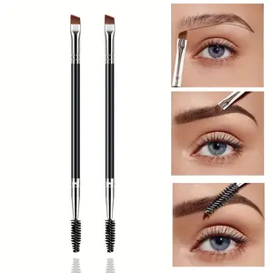 2pcs Eyebrow Brush  Dual Ended Angled Eye Brow Brush and Eyebrow Spoolie Eyelash Comb Eyebrow Make up Tool Makeup Brush Set