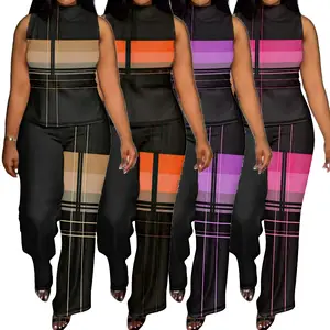 Plus-Size Fashionable Casual Sportswear Set—Color-Blocked 2-Piece Set, Comfortable Fabric